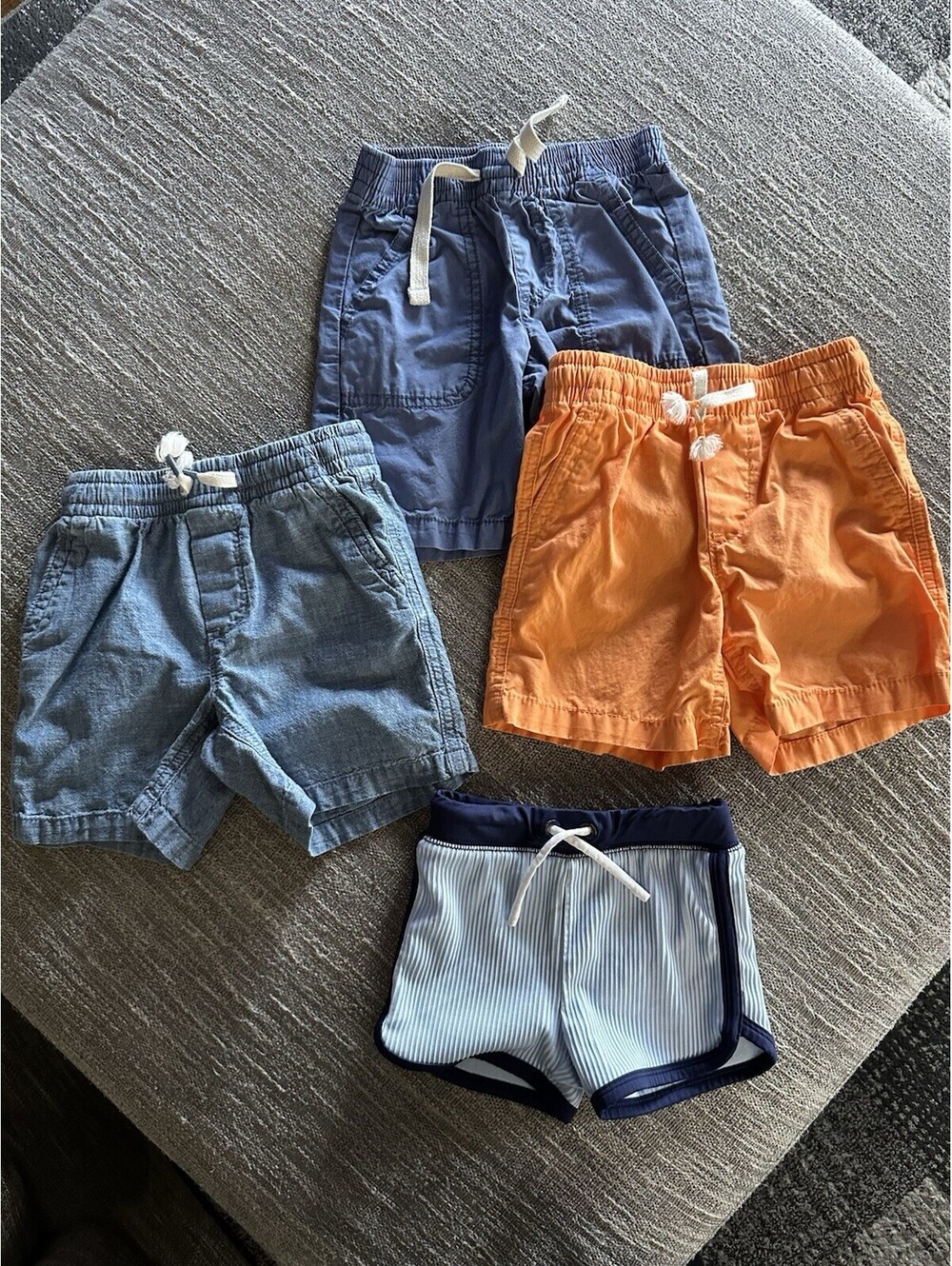 Lot of 4 Baby/Toddler Solid Shorts Multicolor Drawstring Elastic Waist -3T
